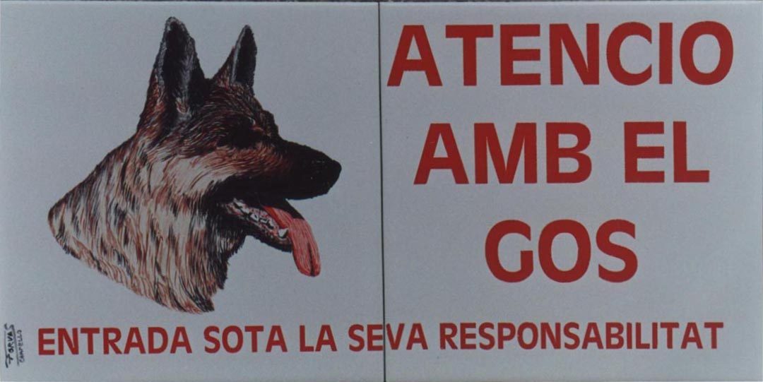 Señal en cerámica de Atención al perro